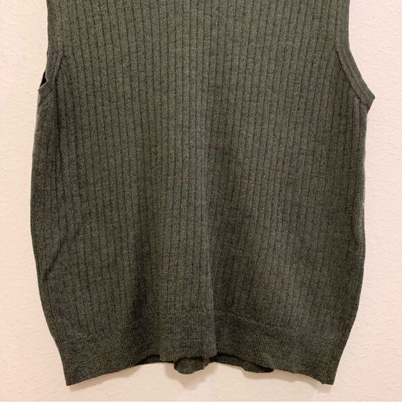 FIESOLE VEST MENS XL GREEN 100% NEW WOOL MERINO EXTRA FINE RIBBED KNIT VEST. - Picture 7 of 12